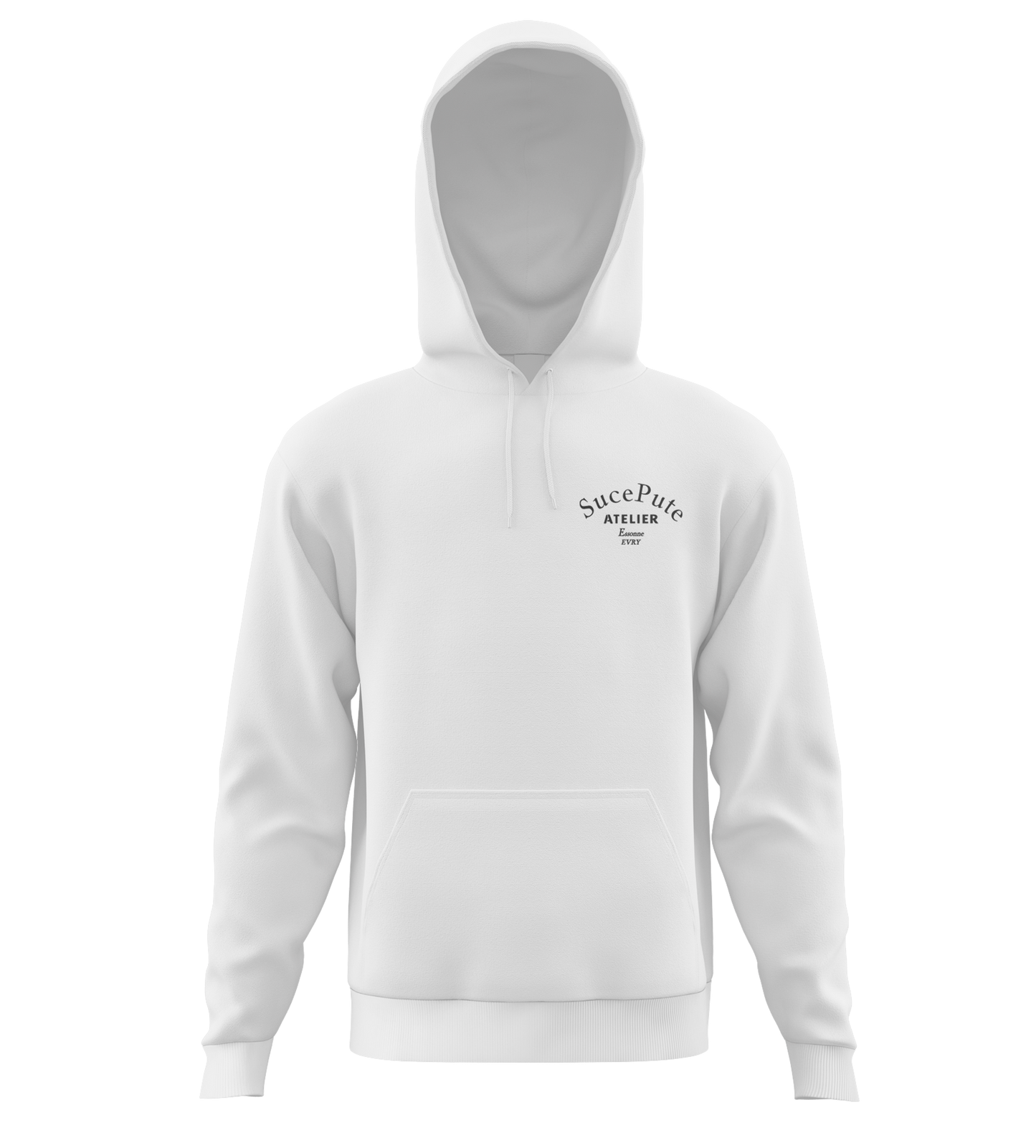 SWEAT-SHIRT CAPUCHE | "ATELIER" - Blanc/Noir