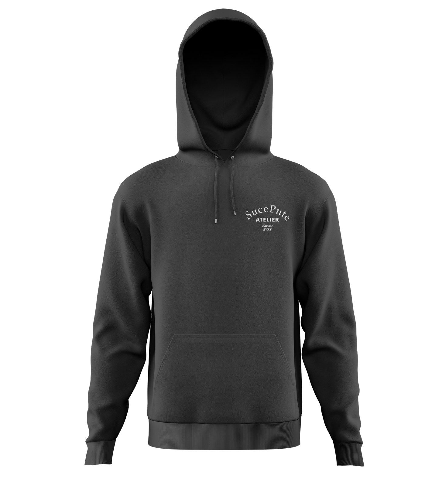 SWEAT-SHIRT CAPUCHE | "ATELIER" - Noir/Blanc