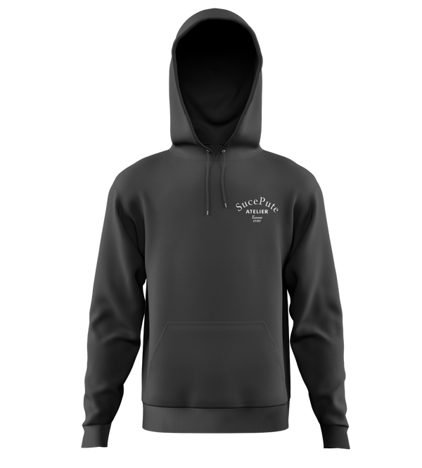 SWEAT-SHIRT CAPUCHE | "ATELIER" - Noir/Blanc